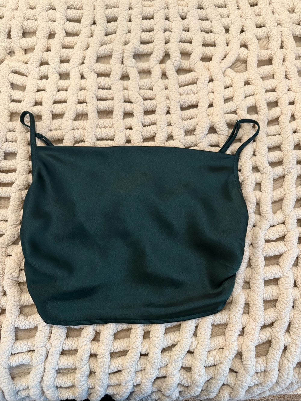 Forever 21 Dark Green Satin Cami Tank Top